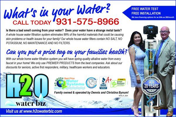 H20 Water Biz has the best priced water systems around. Each tank size and valve option are custom designed to meet your personal needs.