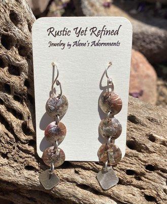 Signature 'AleneAnn' earrings in copper and silver