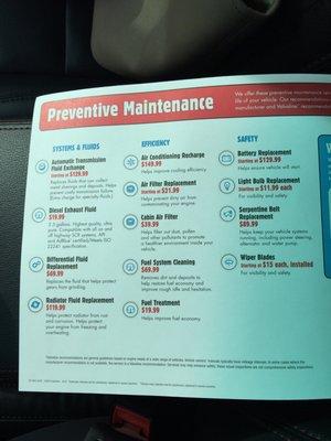 Preventative maintenance options.