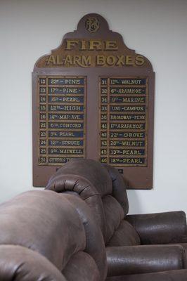 Sign with the locations of the old fire call boxes