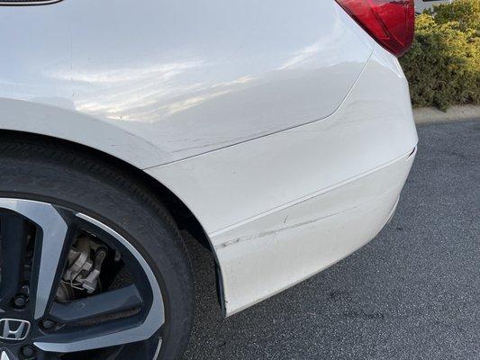 Car body scratches after service.