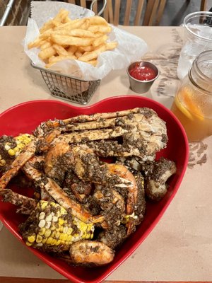 Seafood Boil with Jerk Sauce & French Fries