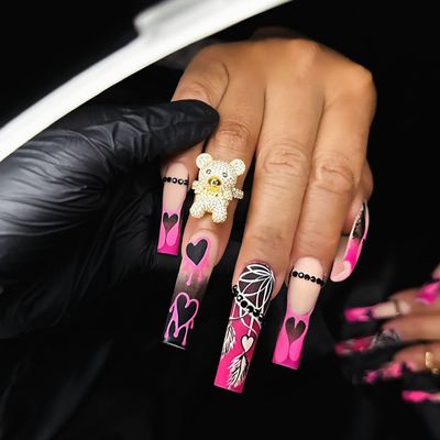 Yes this is Hand Paint Nails art by our talented nail techs!