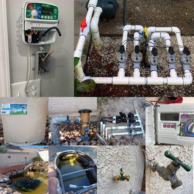 Irrigation system, timer, water drip system, water valves, sprinklers,