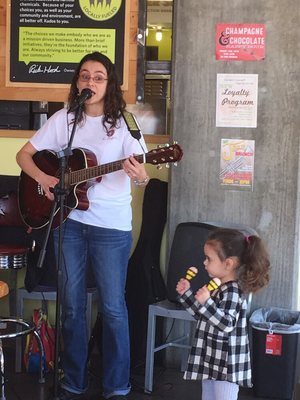 Singing and playing music with the kids.