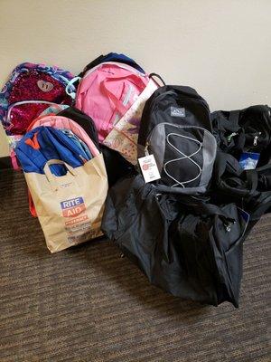 Donating backpacks and school supplies from our local Yelp Community!