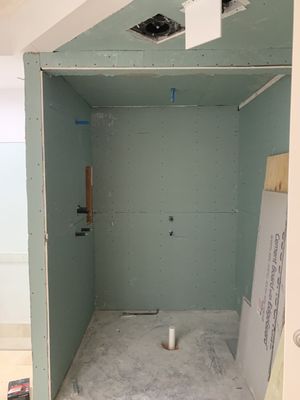 install drywall in the bathroom shower.