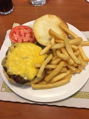 Nothing fancy...a diner hamburger...old school diner