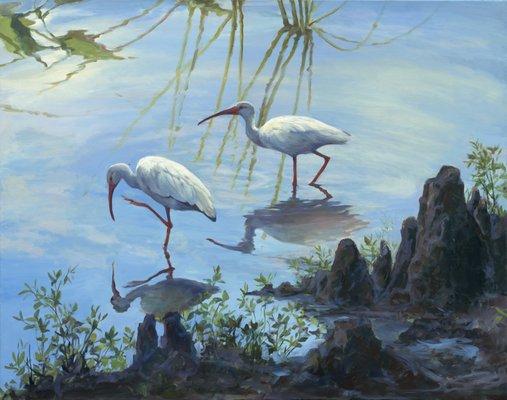 Laurie Snow Hein "Ibis Cypress" Oil on Canvas