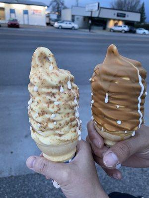 Toasted coconut dip and peanut butter dip