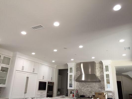 Kitchen remodel where we installed 14-6" led lights