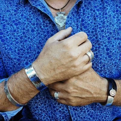 Bold silver cuffs. Massive silver rings. Cool, rustic silver necklaces. Hand-forged at Backyard Silversmiths.