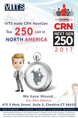 We are proud to announce, Vista IT Solutions, LLC (VITS) has been recognized as CRN NextGen Top 250 Companies in North America.