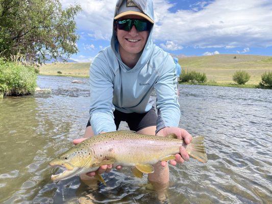 Caden and his first big brown! Smile says it all!