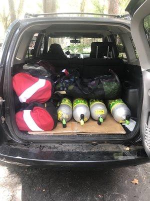 Packed up for a fun dive after nitrox certification:)