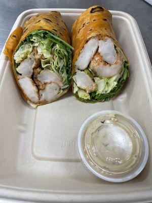 Shrimp wrap $12.00 includes  Twizted tea