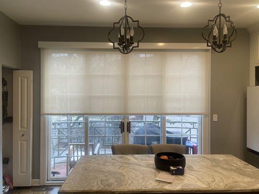 Plug in motorized shade for large patio sliding doors (120 inches wide)