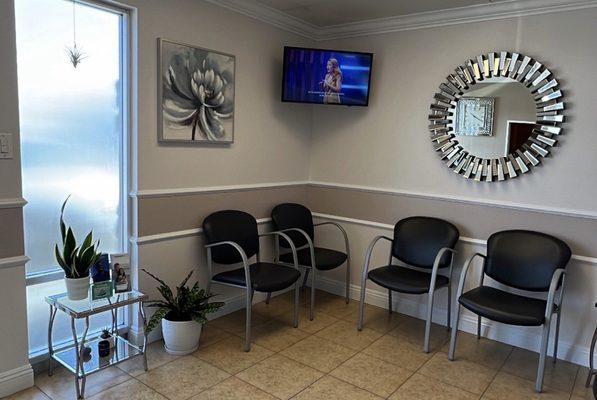 Gorgeous waiting room! Love the plants!