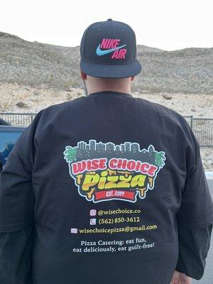 The back side of our work shirts. We also have our logo in the front left corner