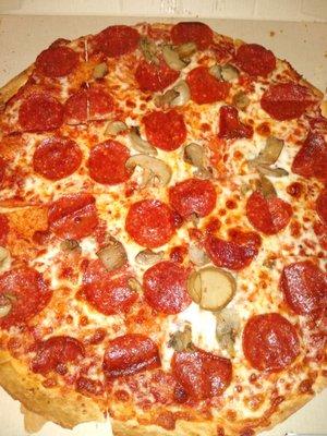 Pepperoni and mushroom thin crust!