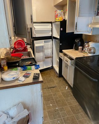 Tenant was recently evicted and left kitchen in this condition. Customer gave us a call to clear out the kitchen of all junk and clutter