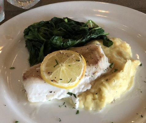 Cod with steamed spinach