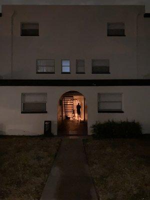 Our door area, no light at all, for 4 apts