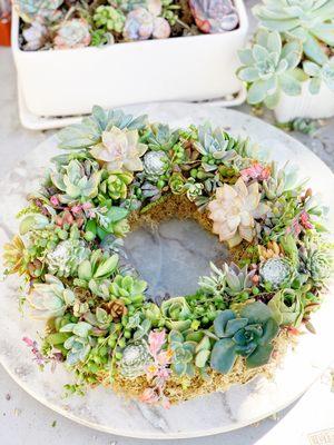 Succulent wreaths are perfect hostess gifts and holiday presents