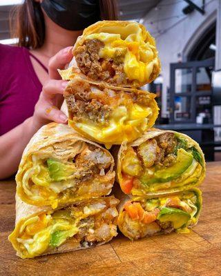 A bad-ass mountain of BREAKFAST BURRITOS