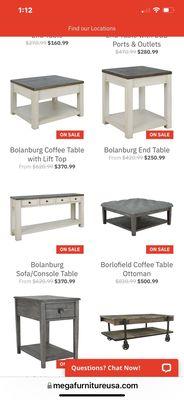 Bolanburg coffee and end tables that I was overcharged for.