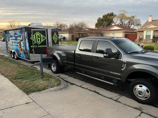 Truck and trailer. 50' long