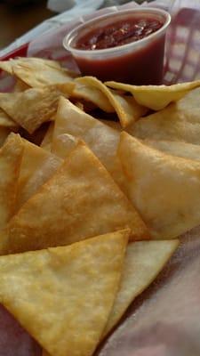 Fresh, homemade tortilla chips and salsa. SO SO good!