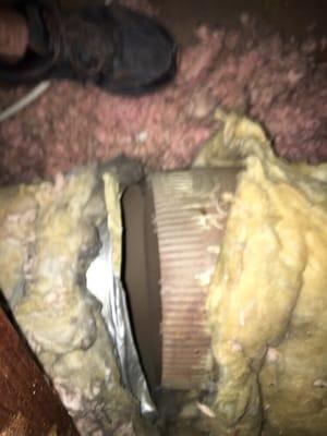 Most older homes have poorly insulated metal ducting with Air leaks like this. We always recommend having your ductwork inspected!