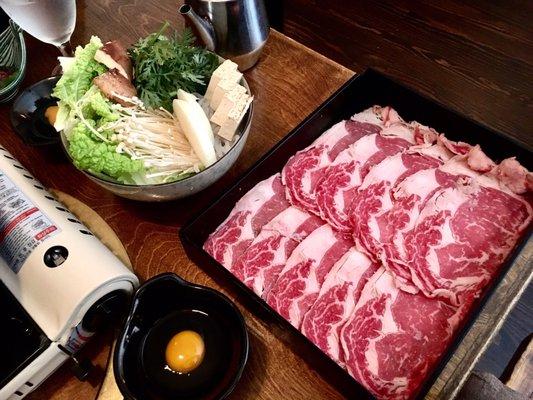 US Prime Beef ribeye Sukiyaki ($52)