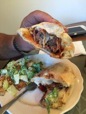 BBQ Bacon Meatball Bomb Sandwich