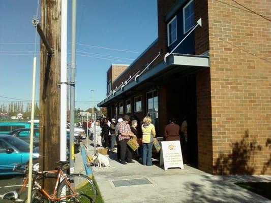 Line up outside the food bank