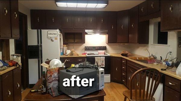 Before were white cabinets