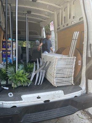 They helped us load the chairs in thr van