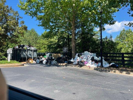 Overflow of trash. This happened every time the compactor was not working (frequently).