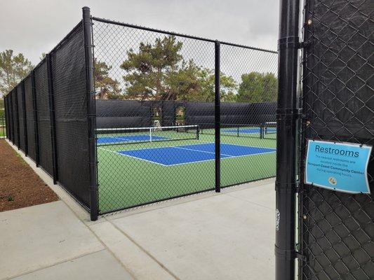 The pickleball courts are well sectioned and look very pristine and well-marked.