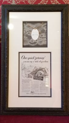 custom wedding invitation with vintage advert , framed in larson juhl biltmore collection with 8 ply artique matboards