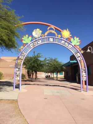 This beautiful arch is the gateway to the library!