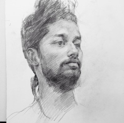 Portrait from a live model by Bridgeview student, Sunday Portrait and Figure Drawing and Painting class instructed by Arslan