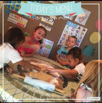 Preschool making cookies