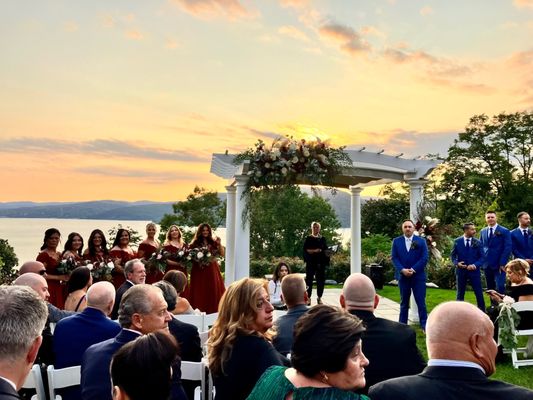 Outdoor fall wedding ceremony