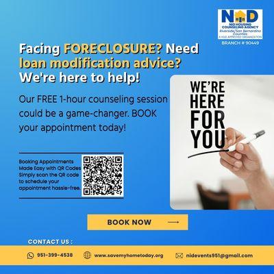 Facing FORECLOSURE?
Get expert advice for loan modification in a FREE 1-hour counseling session.