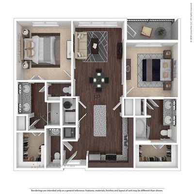 The Whitney 2 bedroom 2.5 bathroom. 1089 sq ft $1,745 per month-includes 2 parking spaces in garage.