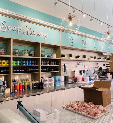 Soap making station -- they make their soaps on premise daily