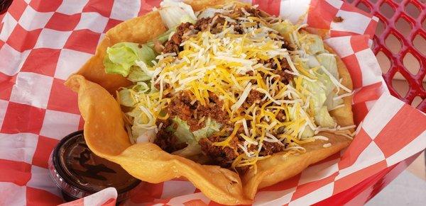 Ground beef taco salad.