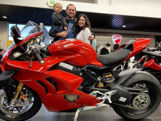 Me and my family next to my new Panigale V4s!